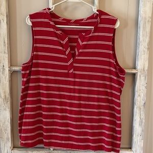 Croft & Barrow Red and White Striped Tank Top